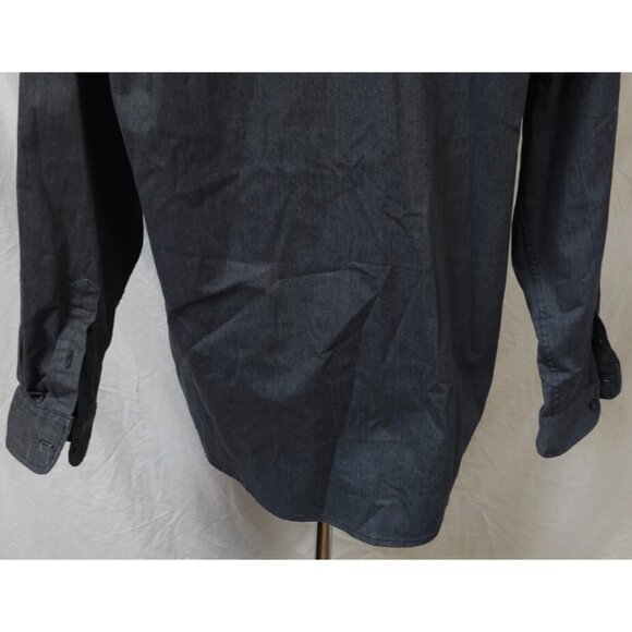 Wrangler Epic Mens Large Dark Charcoal Heather Long Sleeve Soft Denim Shirt - Picture 10 of 12